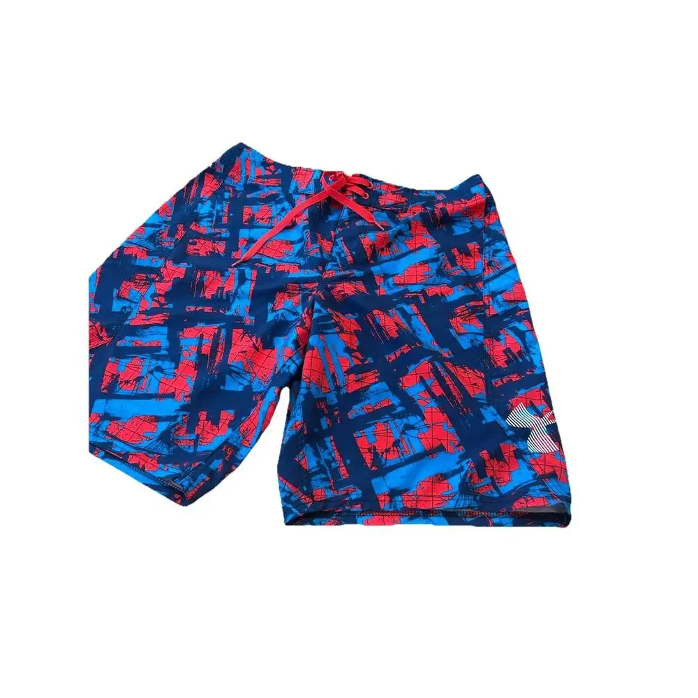 NEW Under Armour Board Shorts STORM Mens 34 Swim Trunks Surf Red Blue AMERICA